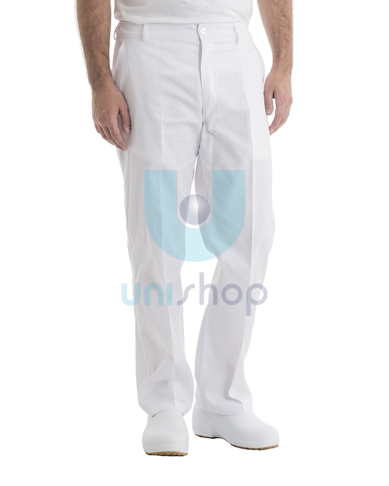Pantalón de blanco, tipo carpintero. – Unishop – Tienda de Uniformes Montevideo Uruguay